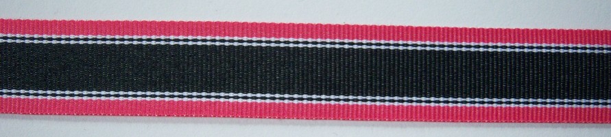 Black/Pink Edge 7/8" Grosgrain Ribbon