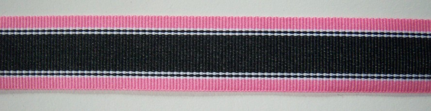 Hot Pink/Black 15/16" Grosgrain Ribbon