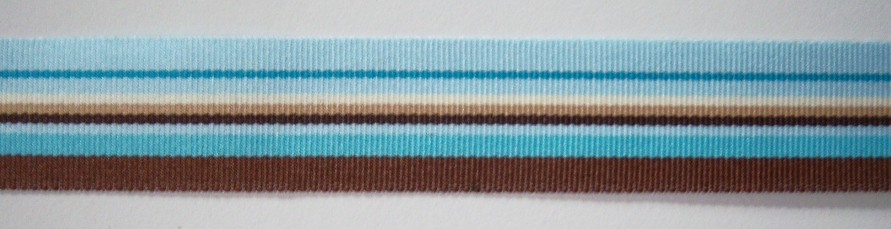 Blue/Brown Multi 15/16" Grosgrain Ribbon