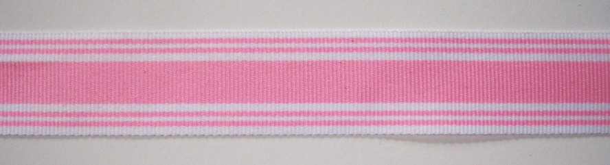White/Pink 1" Grosgrain Ribbon