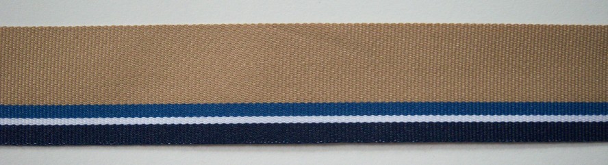 Tan/Sapphire/Navy 1" Grosgrain Ribbon