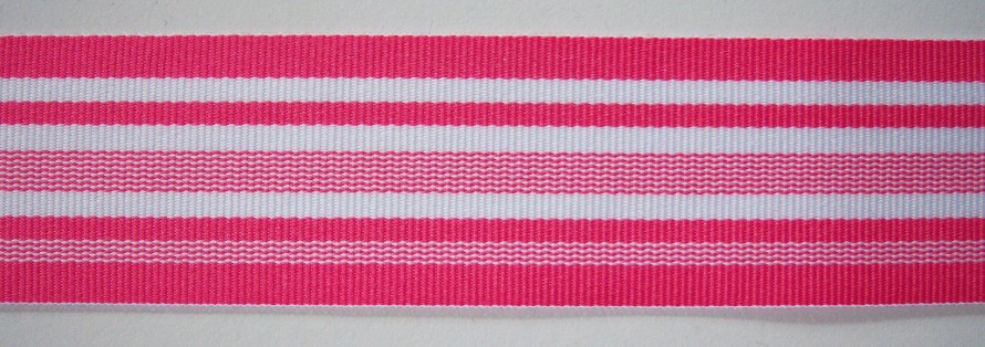 Shocking Pink/White 1 1/2" Grosgrain Ribbon