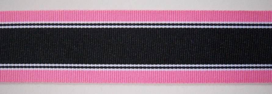 Hot Pink/Black/White 1 1/2" Grosgrain Ribbon