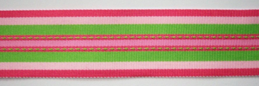 Pinks/Apple Center Stitch 1 1/2" Grosgrain Ribbon