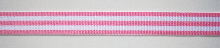 Hot Pink/White 5/8" Grosgrain Ribbon