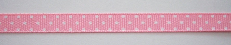 Pink/White Dot 3/8" Grosgrain Ribbon