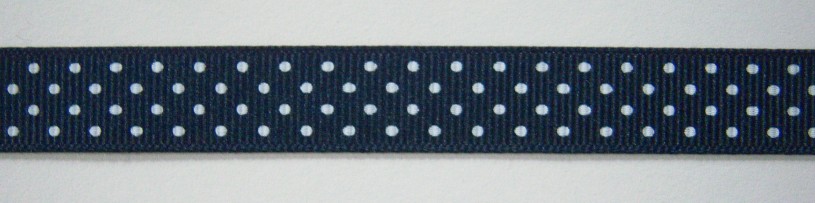 Navy/White Dot 5/8" Grosgrain Ribbon