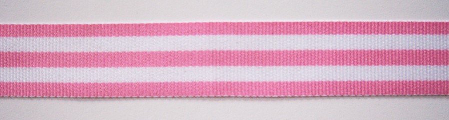 Hot Pink/White 7/8" Grosgrain Ribbon
